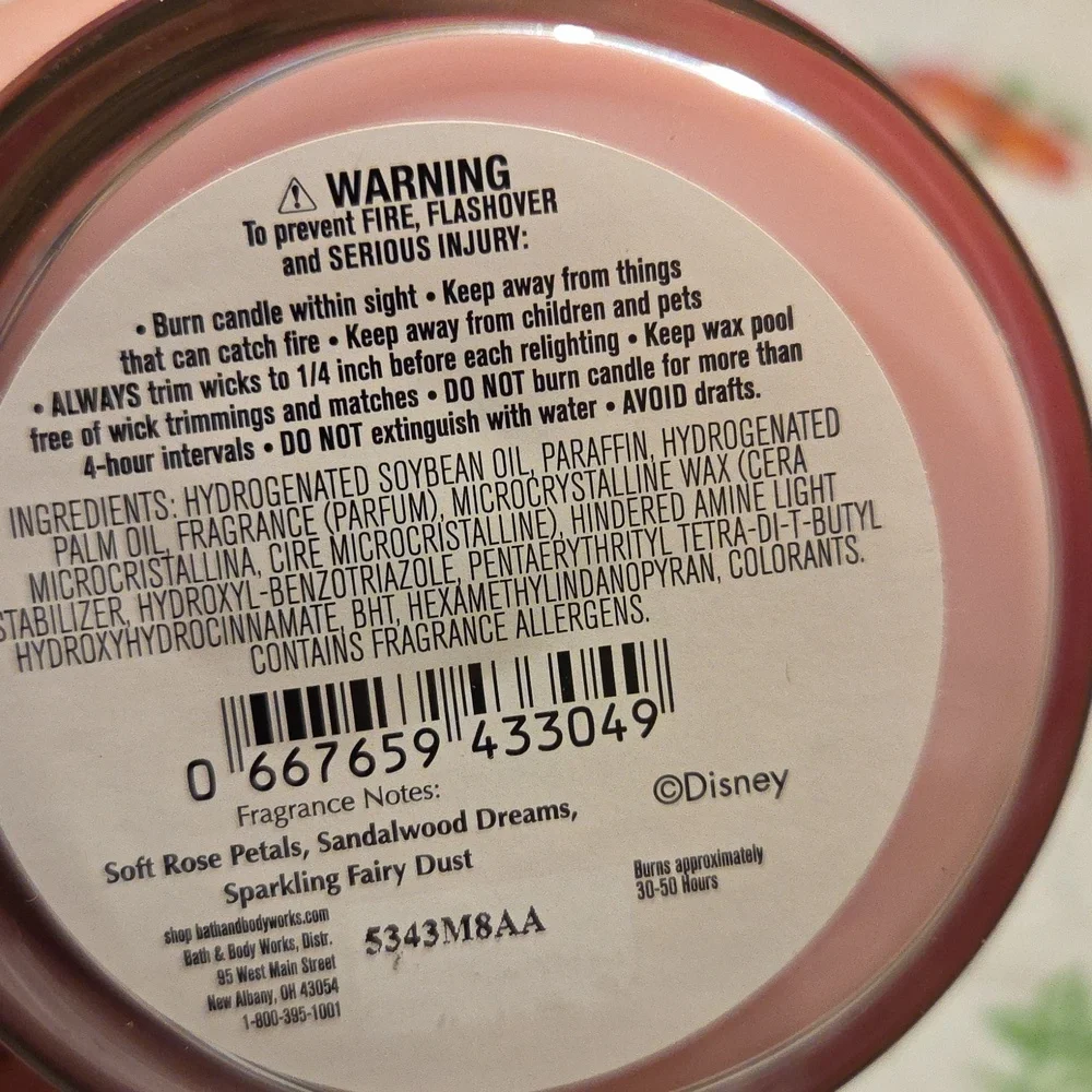 Nwt Bath & Body Works Aurora Disney Princess Scented Candle - Pink & Gold - Picture 4 of 4